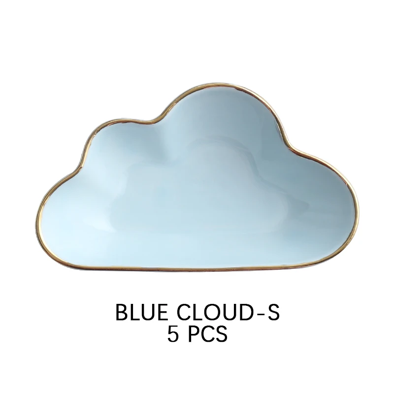 Blue Cloud-S 5 pcs Весь Керамика Couds дождевыми каплями-неправильной формы Керамика кастрюля тарелка для фруктов блюдо, тарелка Чай десерт обеденная тарелка, столовая посуда набор - Цвет: Blue Cloud-S 5 pcs