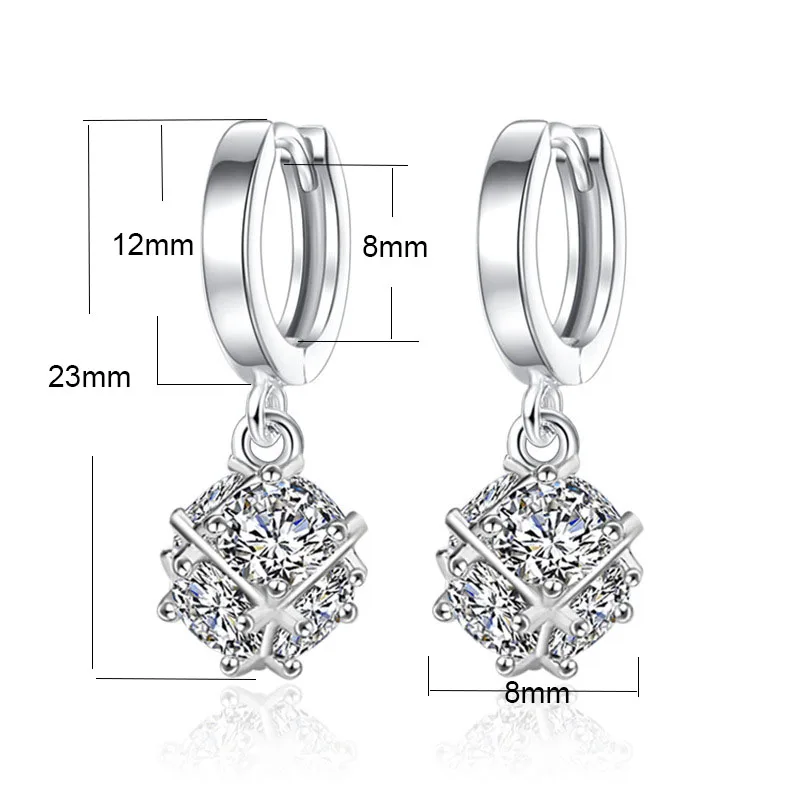 Женские Геометрические серьги-кубики Marquise из стерлингового серебра 925 пробы без