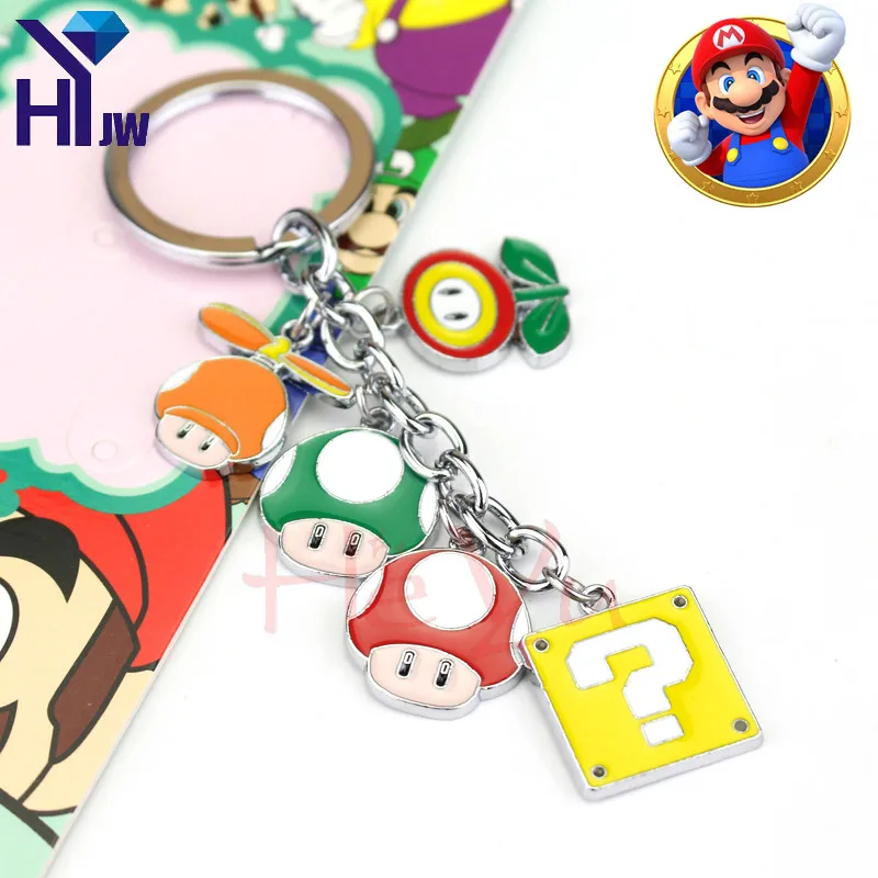 Super Mario Bros Фигура игрушки цепочка для ключей из металлического сплава Марио Луиджи гриб ключ подвеска брелок украшения для Детский подарок