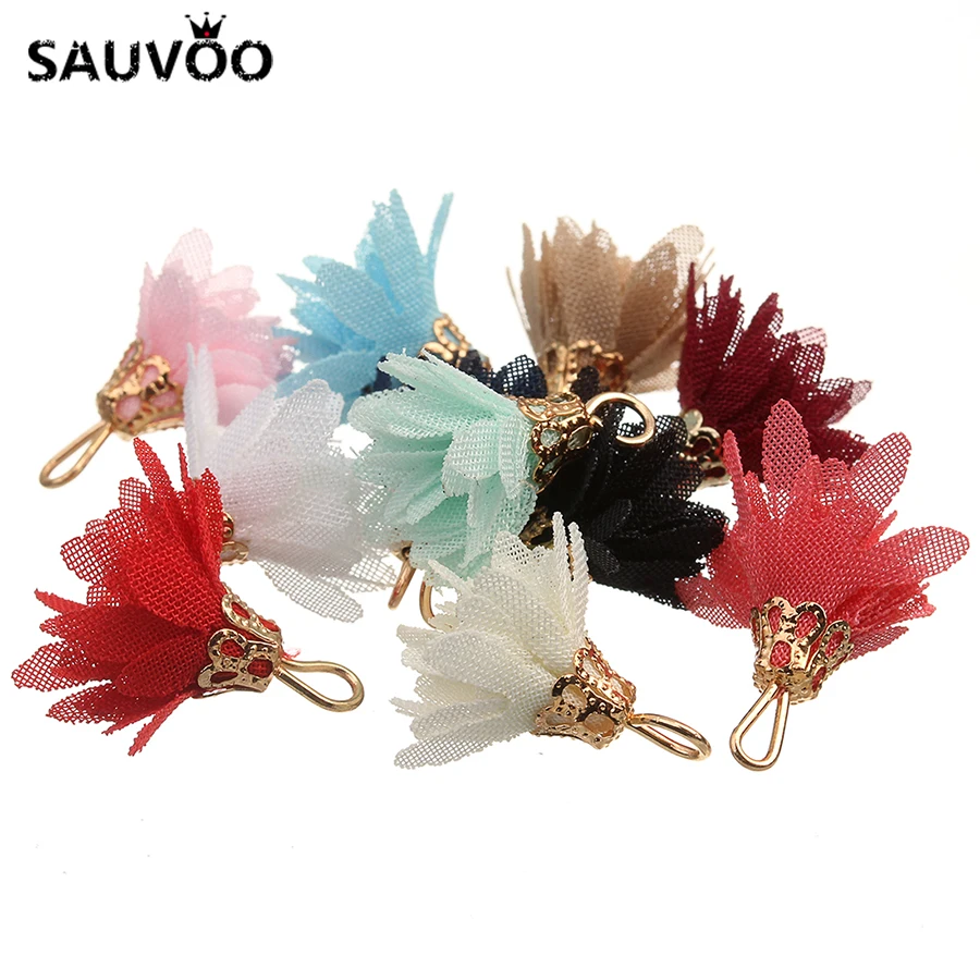 Подвеска из шифоновой ткани SAUVOO 20 шт./лот в виде цветка с отверстием 10 цветов