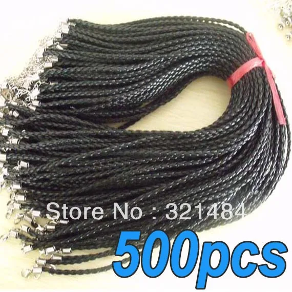 

Big Discount Black Colo 500pcs Faux Leather Necklace Cord