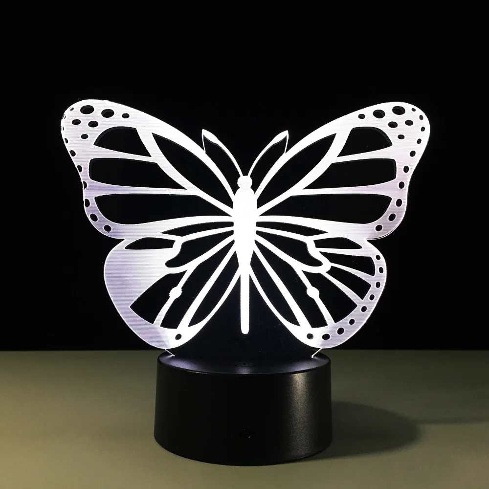 

Butterfly LED Bedroom 3D Night Light Acrylic 3D Lamp 7 Colors Changing Touch Switch Sitting Room Lights Sleep Light Gift for Kid