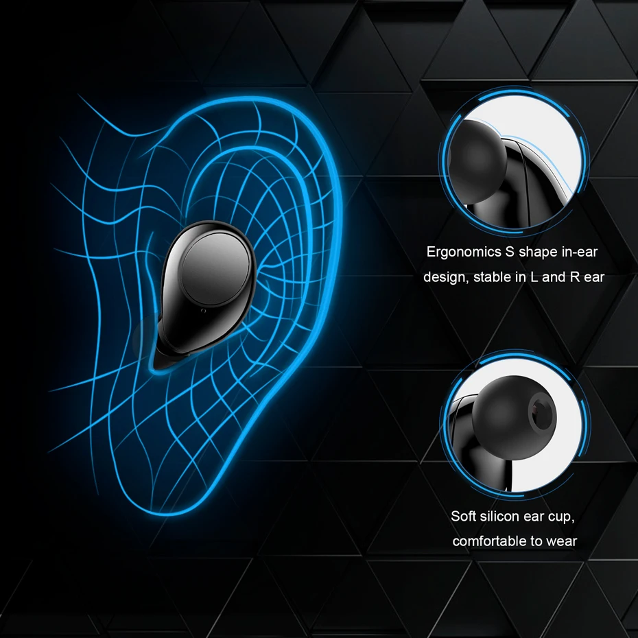 Мини Bluetooth наушники СПЦ стерео Беспроводной спортивные Шум отмена LED НЛО дизайн