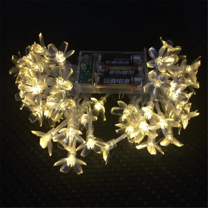 Новинка мульти 7,5 м 50LED вишневые цветы персиковая цепочка цветов Сказочный Рождественский свет, батарея работает Сакура гирлянда