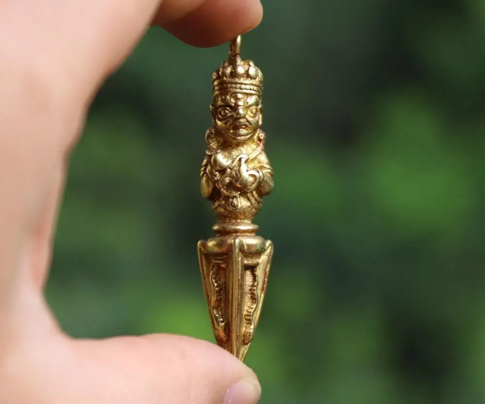 Тибетская бронзовая позолота ювелирное изделие ручной работы амулет Dorje Vajra-pestle