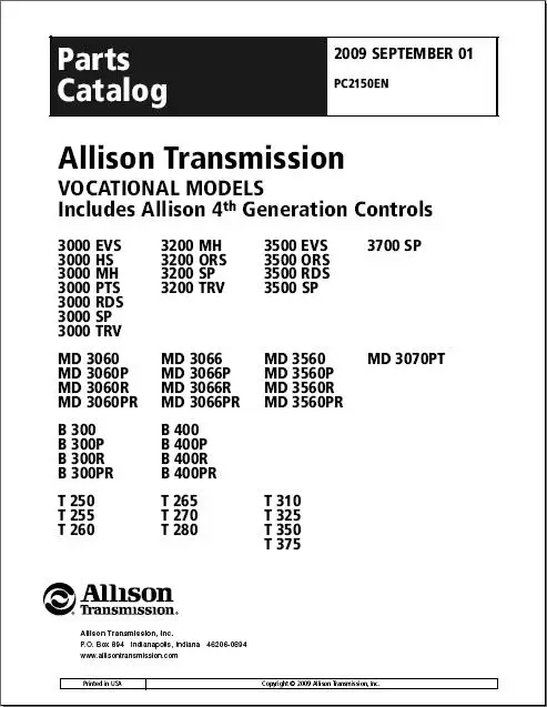Allison Запчасти для трансмиссии каталог|parts catalog|catalog parts |