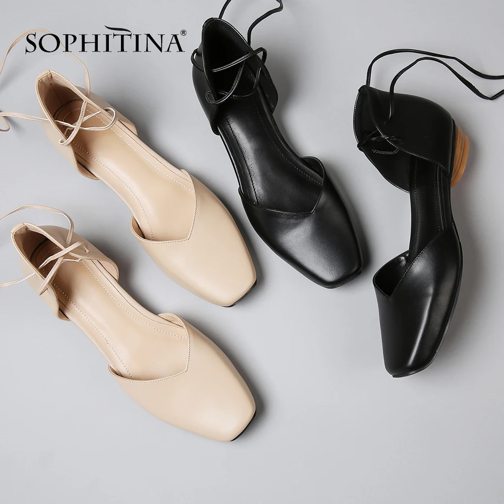 SOPHITINA/удобная обувь на плоской подошве шнуровке с квадратным носком из