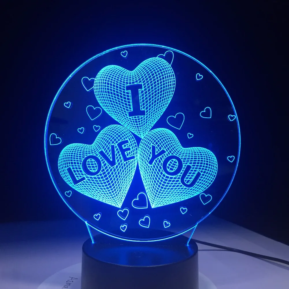 Новейшая Красочная 3D лампа голограмма I LOVE YOU USB акриловые лампы Светодиодная