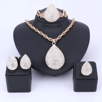 big water drop rhinestone necklace earrings jewelry sets gold color women costume crystal wedding bridal sets for women