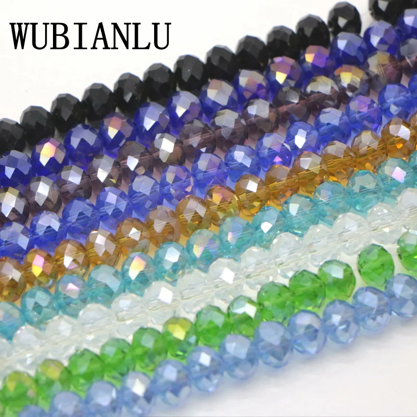 WUBIANLU 280 шт. 6x8 мм овальные стеклянные бусины из хрусталя для изготовления