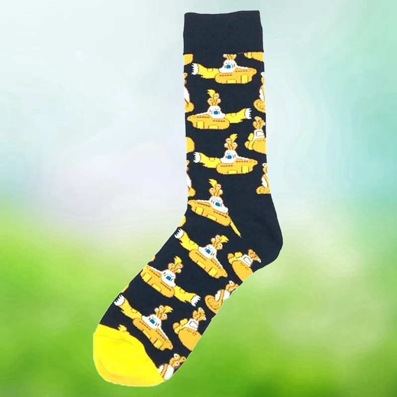 Зимние хлопковые цветные мужские носки Веселые сумасшедшие подростковые
