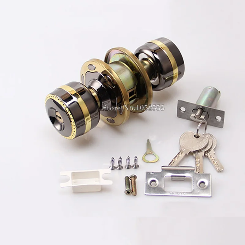 Высококачественная Латунь Цилиндрические Вход Дверные Ручки Защелка Замка С 3