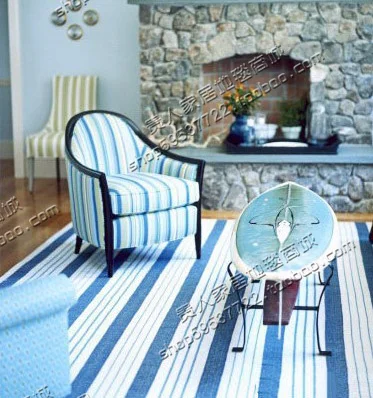 Европейский Средиземноморский синий полосатый ковер спальни диван для гостиной