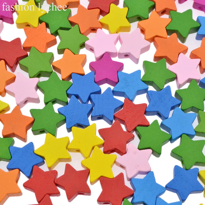 Модные личи 100 шт звезды деревянные бусины кулон для изготовления ювелирных