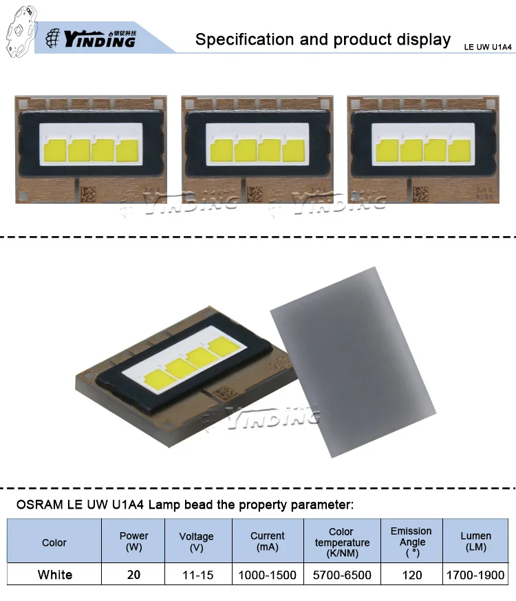 OSRAM U1A4 20 Вт высокомощная Светодиодная лампа бусины 5700-6500 K холодная белая лампа для фары авто фитиль Автомобильные противотуманные фары