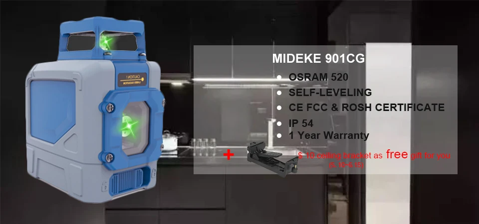 MIDEKE 901CG лазерный уровень 5 линий зеленый луч Osram диод 3D Горизонтальная Вертикальная линия строительство лазер с импульсными режимами
