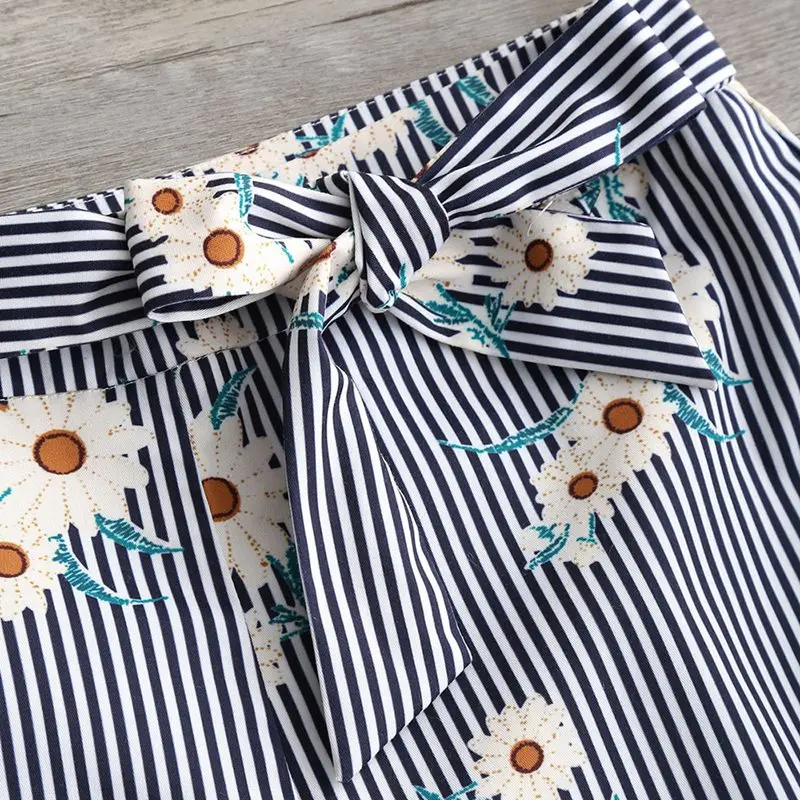 Женские пляжные шорты Boho повседневные свободные в полоску с цветочным принтом и