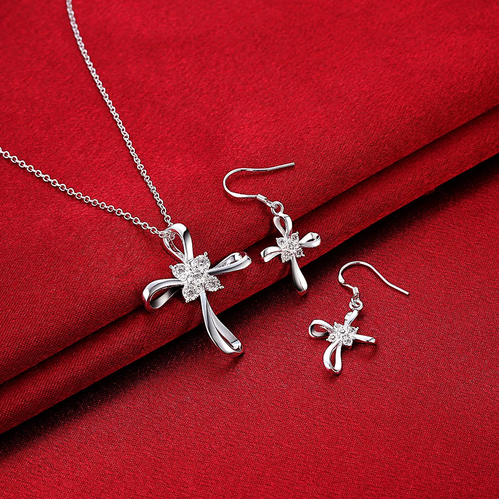 Модные посеребренные комплекты украшений для женщин ручной работы Ensemble de bijoux