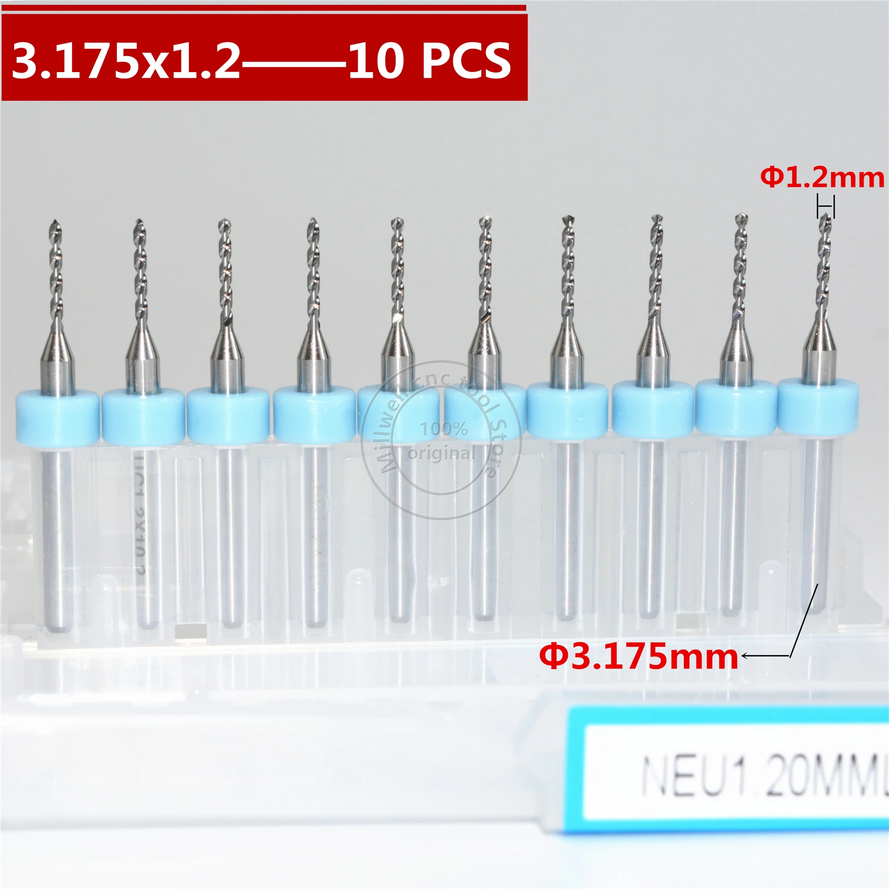 10 шт 3 175 мм (1/8 &quot) * 1 2 сверло для станка с ЧПУ микро PCB доска дрель нанотехнологии