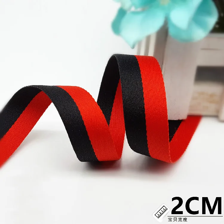 (1 метр) 20 мм красный/черный полоски Grosgrain ленты печати ремни в полоску DIY Одежда