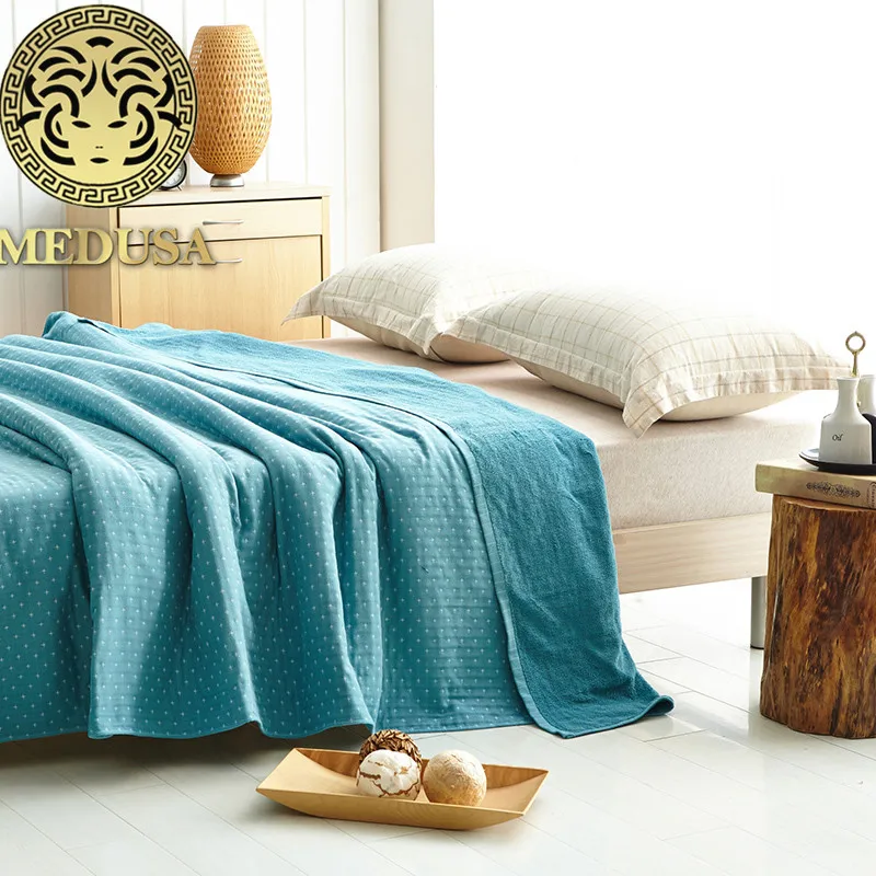 Медуза 2018 перкаль Хлопок Винтаж звезды пледы одеяло Бирюзовый серо