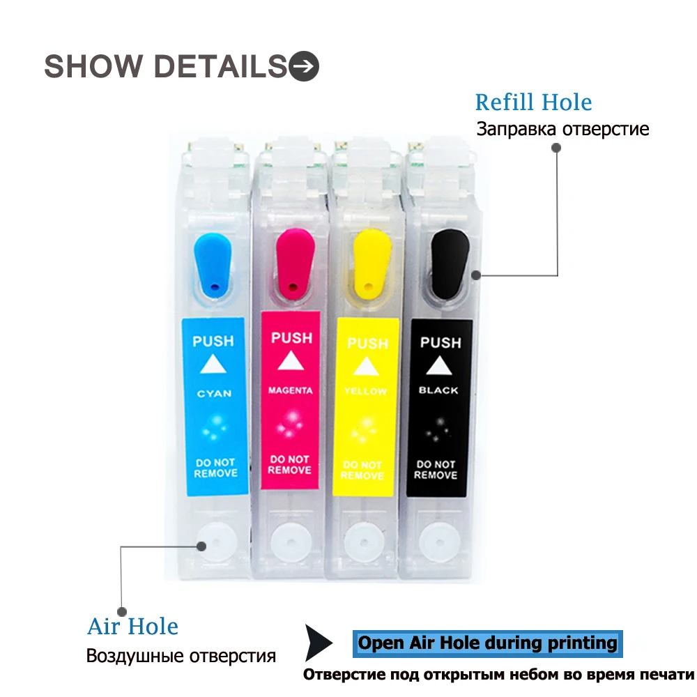 Пустые многоразовые чернильные картриджи T1811 для Epson Expression XP30 XP102 XP202 XP205 XP302 XP305 XP402