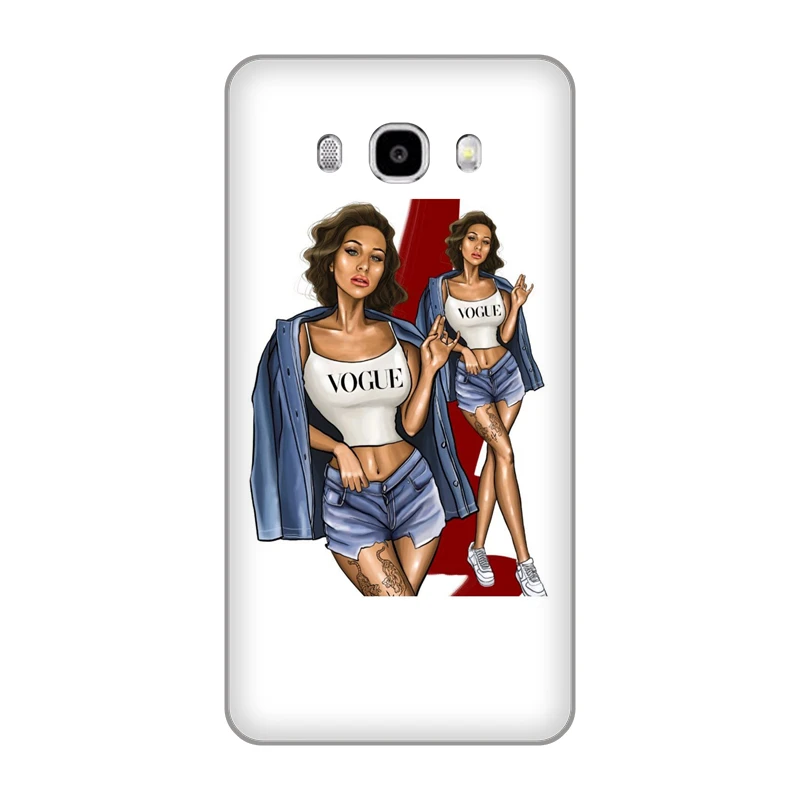 VOGUE Princess Girl Female boss coffee Soft TPU Phone case For Samsung Galaxy J3 J4 J5 J6 J7 J8 2016 17 18 EU VERSION Shell |