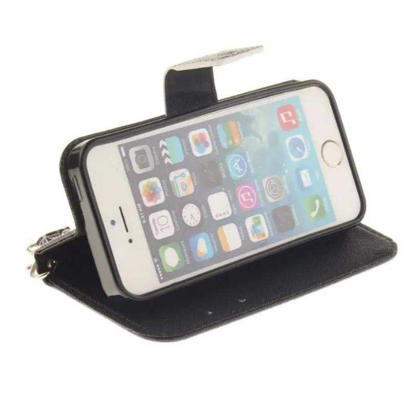 Окрашенный кошелек Флип кожаный чехол для iPhone 5 5S SE Панда Сова Мандала Цветочный дизайн сумки для телефона слоты для карт с ремешком