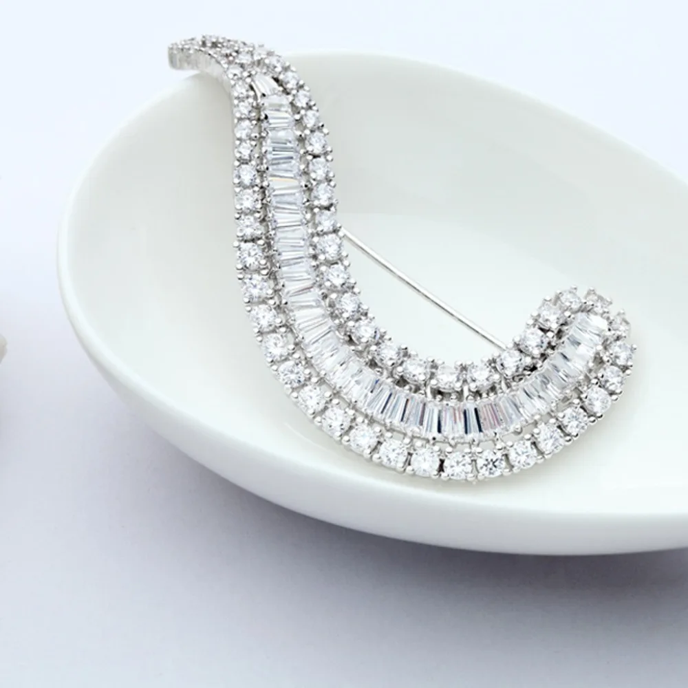 Luoteemi Новая мода полного заполнения ясно кубический циркон крюк Форма Броши для