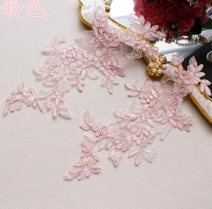 pink 6 шт./3 пары 27*11 см, блестящее вышитое свадебное платье с блестками, свадебное декоративное шитье, Кружевная аппликация, отделка, ремесло - Цвет: pink