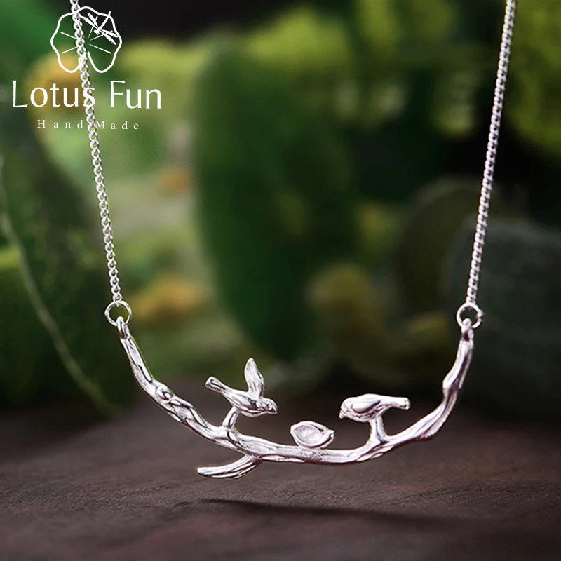 Женское колье Птица на ветках Lotus Fun изящное ожерелье ручного изготовления из