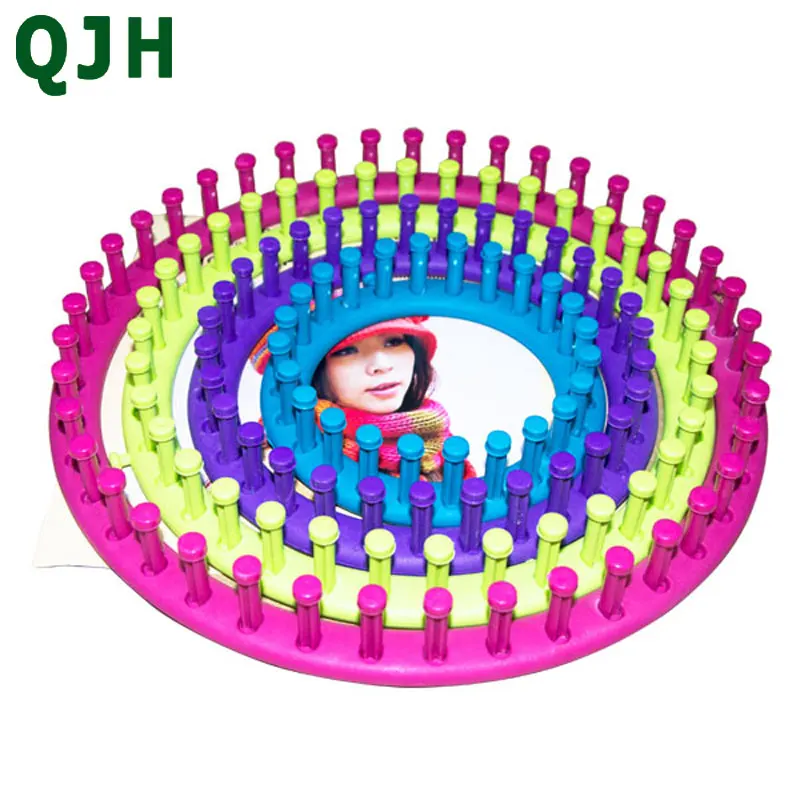

4size/set Creative Plastic Round Circle Hat Scarf Sweater Circle Looms Hand Knitting Knit Loom DIY Tool Kit + 2xNeedles + 1xHook