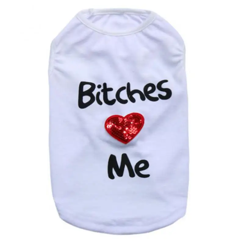 2017 Хлопок Весна/Лето дешево одежда для домашних животных собак буквы суки Love Me