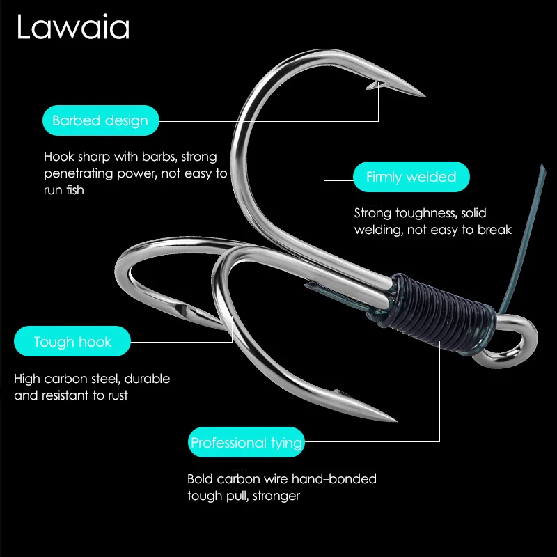 Lawaia Hooks Fishing Three Anchor Hook Line Group Set Handmade With Barbed Three-jaw Tackle Carp Tools | Спорт и развлечения