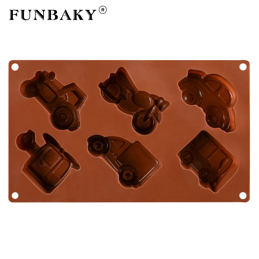 FUNBAKY 6 полости поезд инструменты для украшения торта автомобиля силиконовая