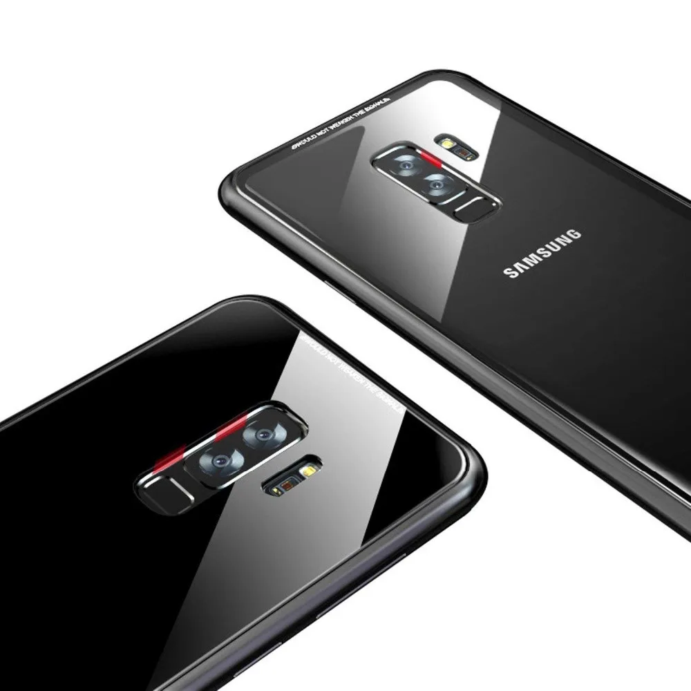 Suntaiho Ultra Magnetic Adsorption Phone Case For Samsung Galaxy S9 S8 S7 Note 8 Luxury Magnet Frame Back Glass Cover |