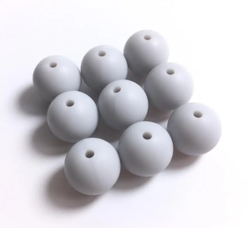 light grey Новое поступление 50 шт силиконовые бусины 15 мм Экологичные сенсорные Прорезыватели для зубов ожерелье пищевого качества для мам Уход DIY Ювелирные изделия Детские Прорезыватели для зубов - Цвет: light grey