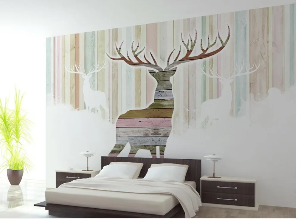 3d обои для комнаты дизайн в ретро стиле с принтом Олень стены индивидуальные