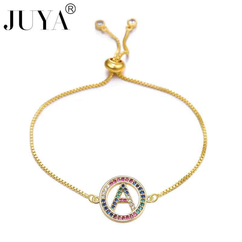 

Multicolor fashion charm Gold 26 Alphabet pendant Bracelet micro pave zircon initial letter necklaces Couple Name Bracelet