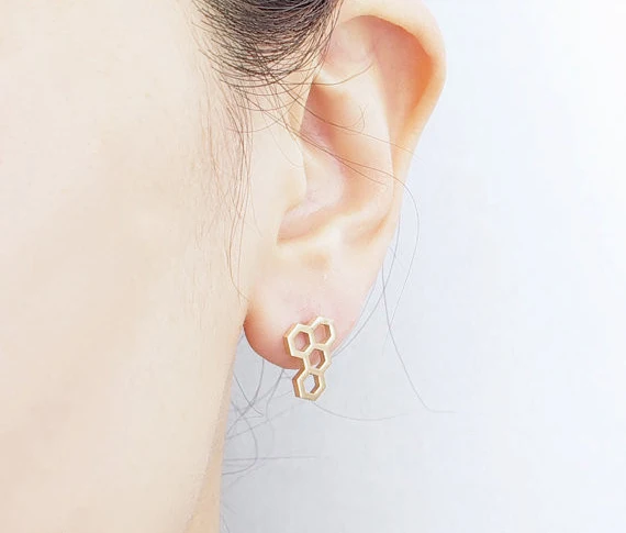 Женские серьги пусеты DIANSHANGKAITUOZHE с шестигранной застежкой|cute gold earrings|stud earringsstud