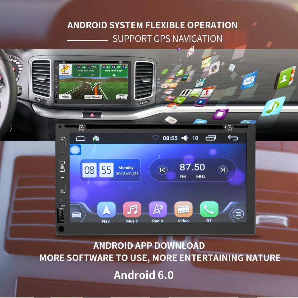 HEVXM Android автомобильное радио 2 Din Авторадио GPS навигация 6 95 дюймов DVD плеер