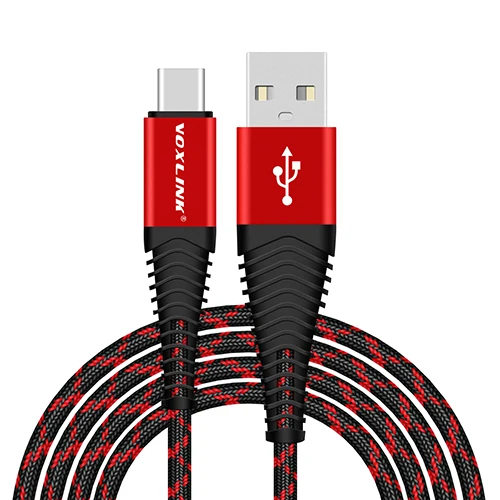 VOXLINK 2.4A usb type c кабель для быстрой зарядки данных USB C кабель для samsung s8 huawei P9 P10 Xiaomi 6 Nexus 6p кабель для мобильного телефона - Цвет: RED