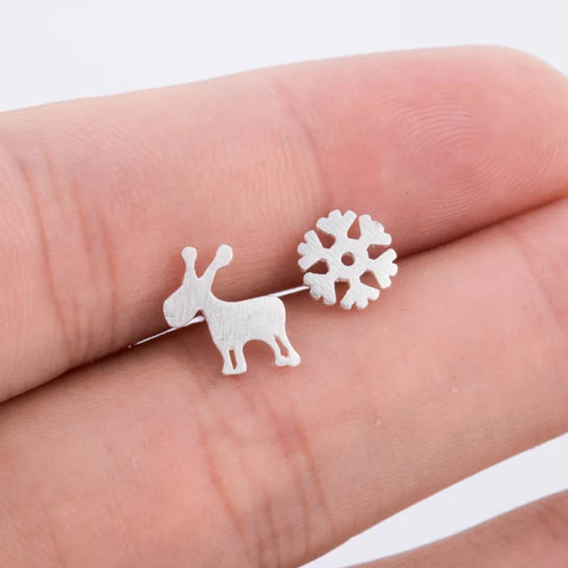 Smjel новый ювелирный аксессуар крошечные серьги гвоздики со снежинками и оленями