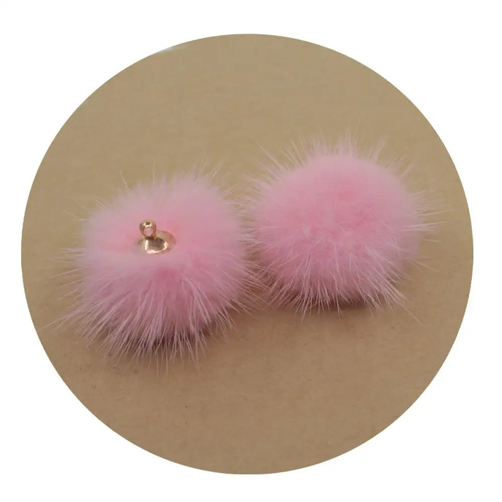 12 light pink Lavida F33 30 мм 5 шт. мех норки мяч с серебряным золотым колпачком/Изготовление ювелирных изделий/брелок для ключей в виде туфли серьги DIY материалы/ювелирные аксессуары - Цвет: 12 light pink