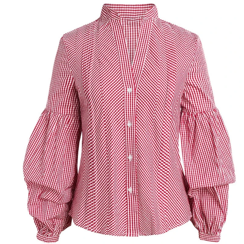 Женская блузка с длинным рукавом треугольным вырезом футболка кнопками | одежда