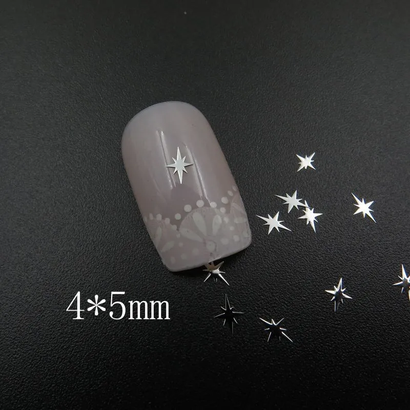 MS366-1 100 шт серебряные милые 4*5 мм блестящие металлические наклейки для дизайна ногтей металлические наклейки для украшения ногтей не клейкие наклейки