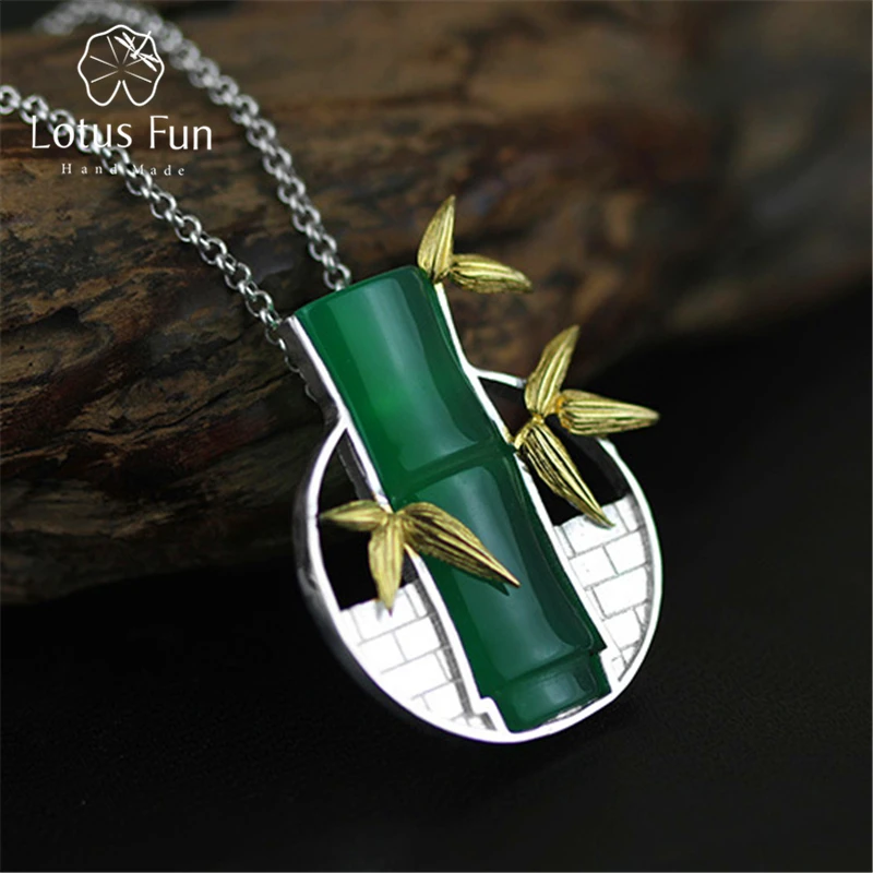 эксклюзив камея подвески Природа Сцена хризопраз бамбук кулон серебро 925 пробы