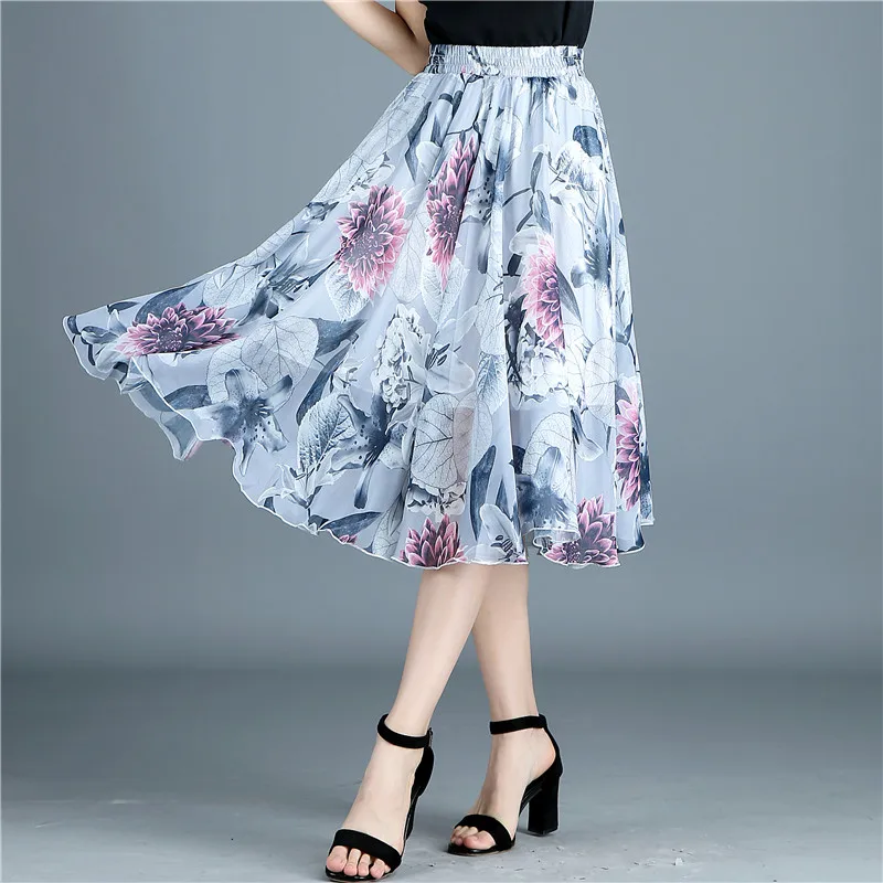 2018 летние юбки женская шифоновая юбка с высокой талией женские длинные для