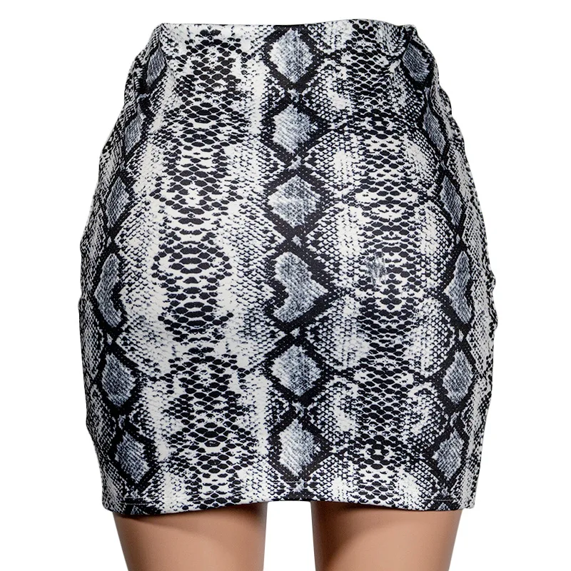Женская мини юбка со змеиным принтом облегающая короткая карандаш с завышенной