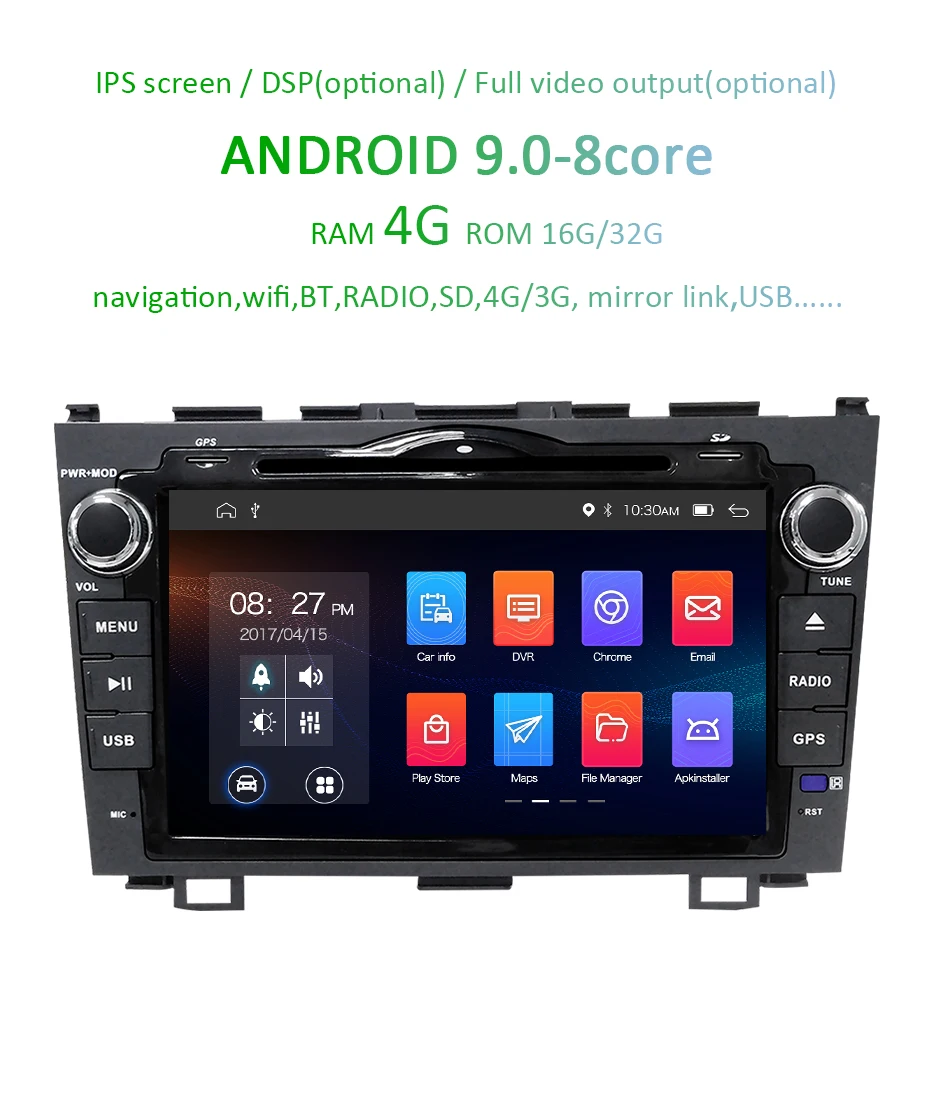 DSP ips экран HD 4G Android 9,0 AV выход автомобильный DVD плеер для CRV CR-V gps навигация Радио мультимедийный плеер стерео